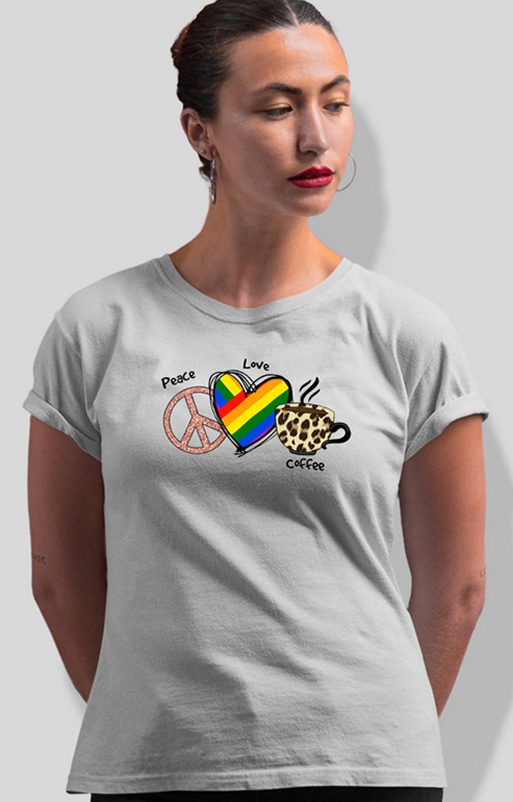 TeesHut | Peace Love Coffee Women's Half Sleeve T Shirt