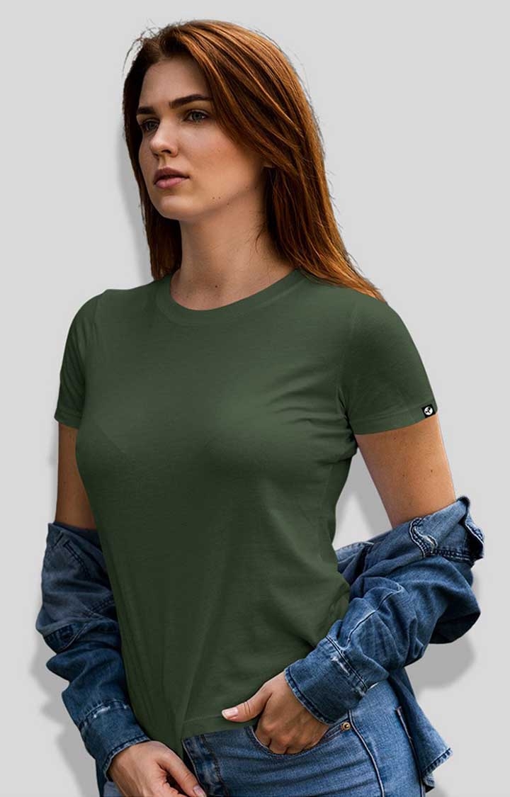 Solid Women's Half Sleeve T-Shirt - Basil Green