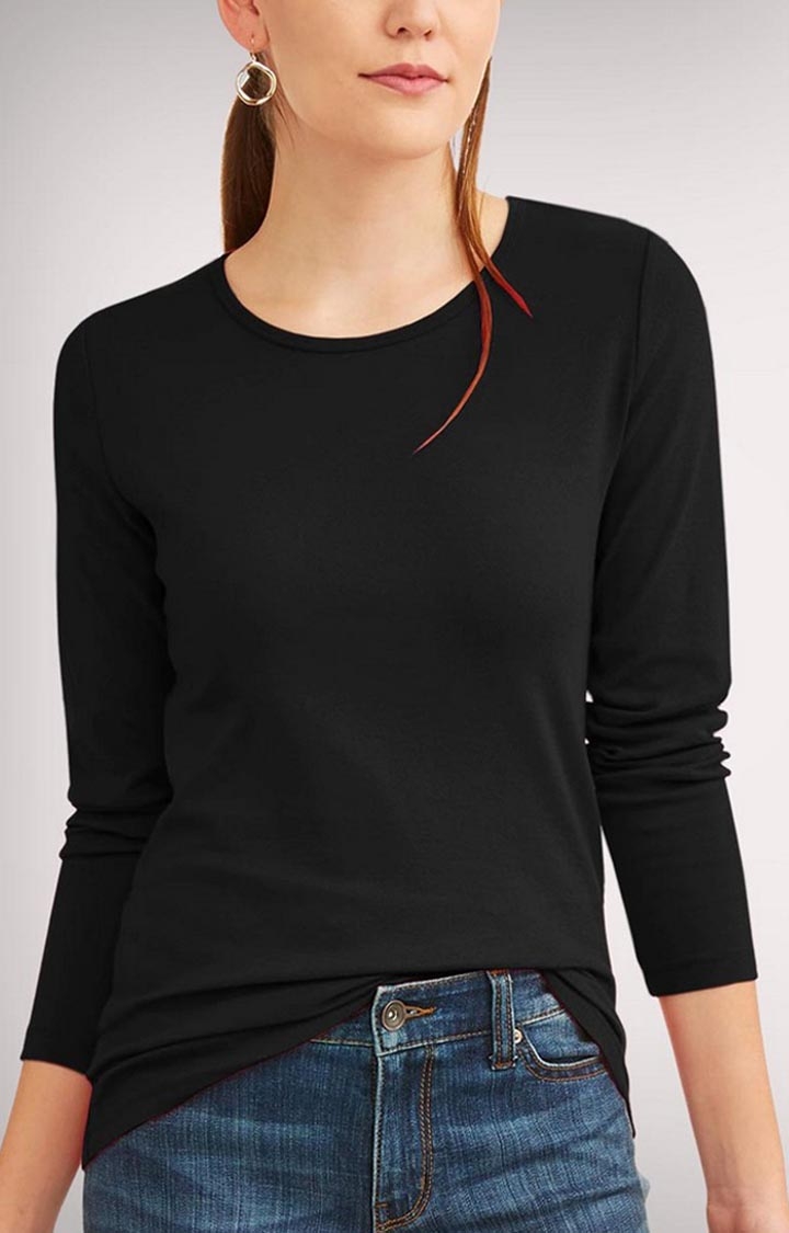 Solid Women's Half Sleeve Crop Top - Black