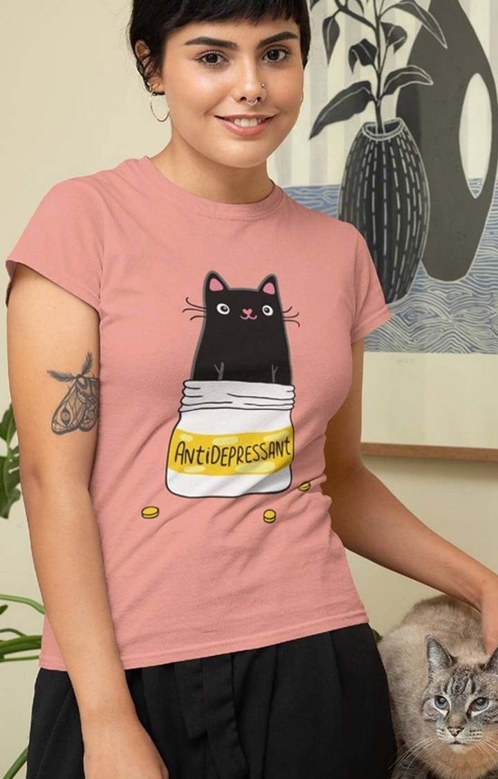 Antidepressant Cat Women's Half Sleeve T Shirt