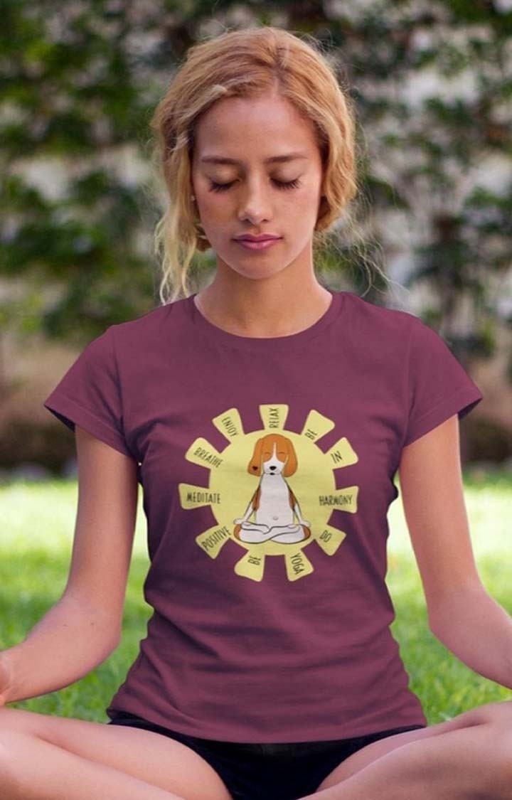 Dog Yoga Women's Half Sleeve T Shirt