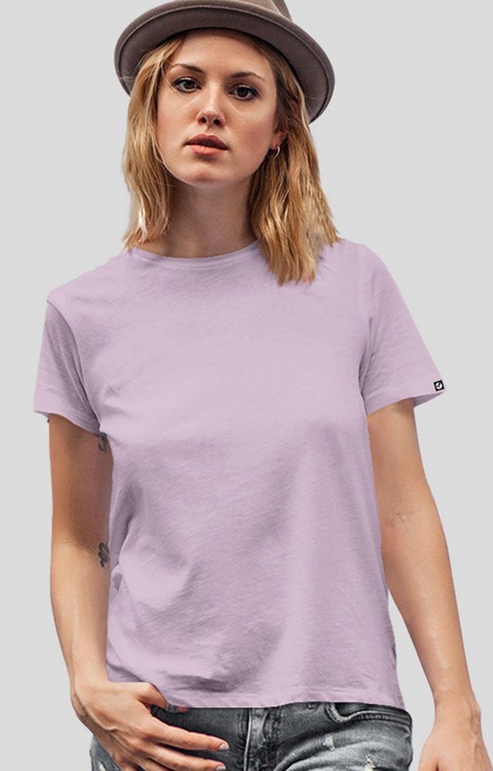 Solid Women's Half Sleeve Crop Top - Lilac