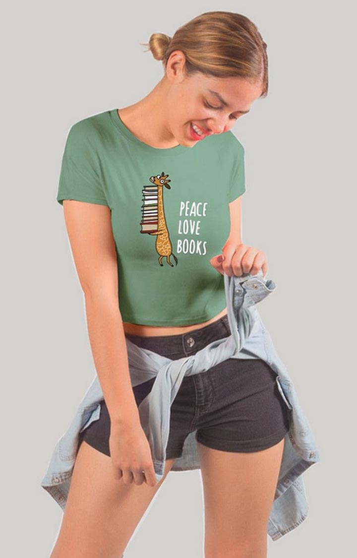 TeesHut | Women's Soild Mint Green Crop T-shirt