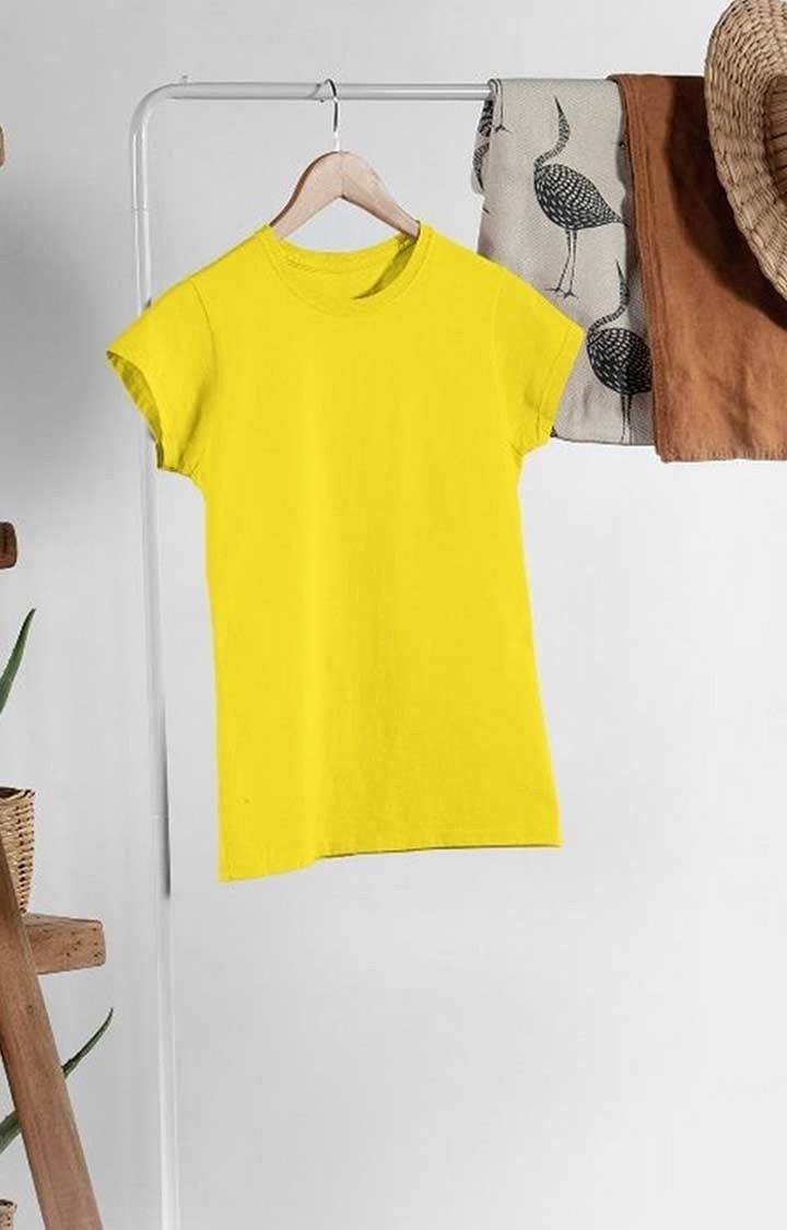 Solid Women's Half Sleeve Crop Top - Pineapple Yellow
