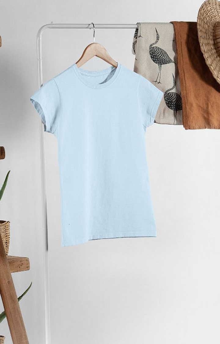 Solid Women's Half Sleeve T-Shirt - Sky Blue