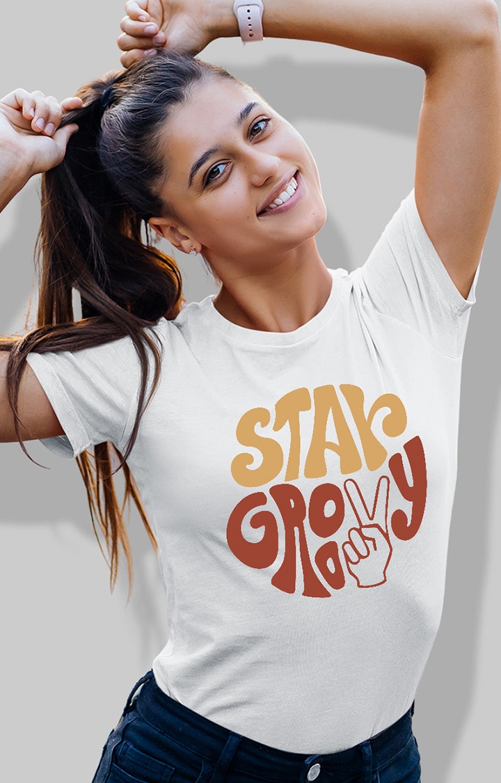 PRONK | Stay Groovy Women's Half Sleeve T Shirt