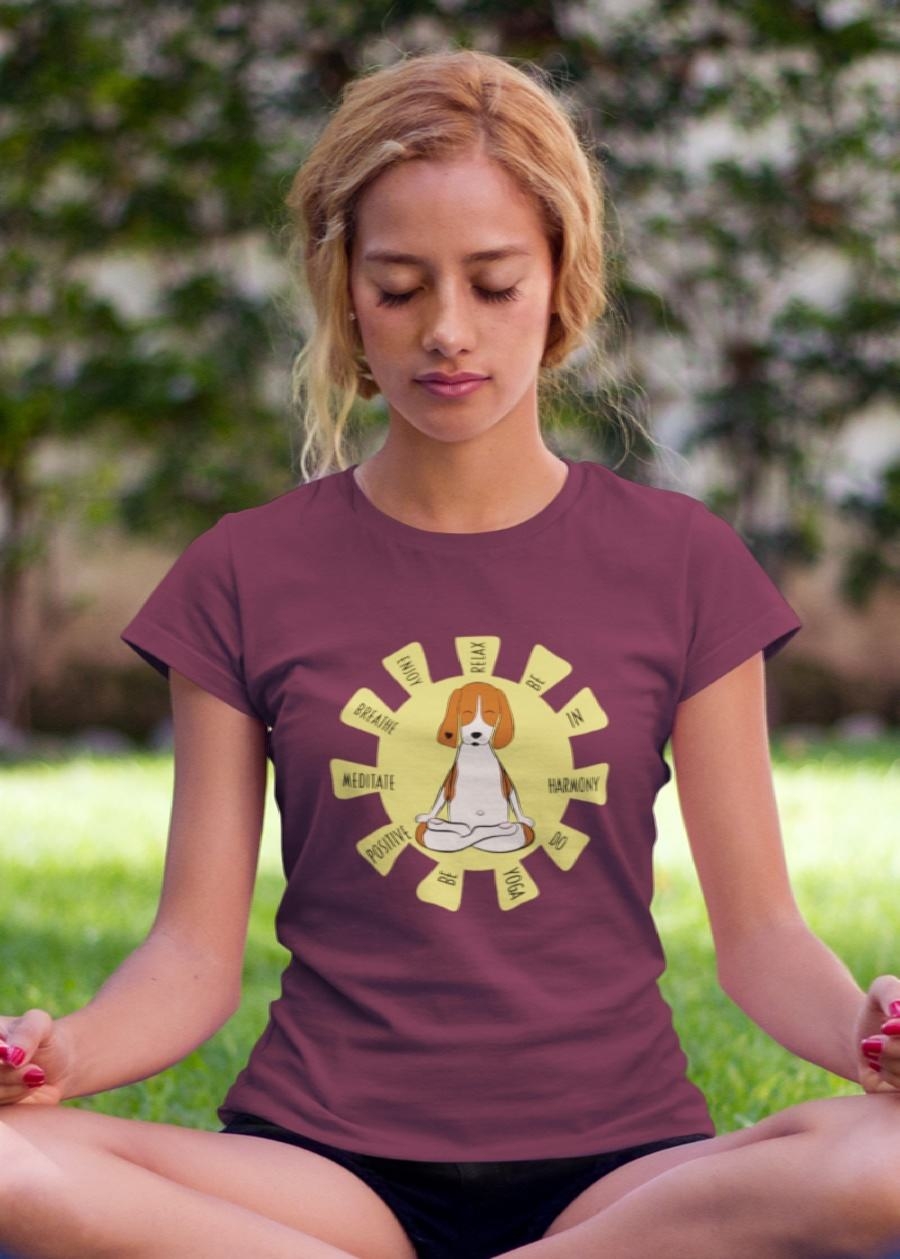 Dog Yoga Women's Half Sleeve T Shirt