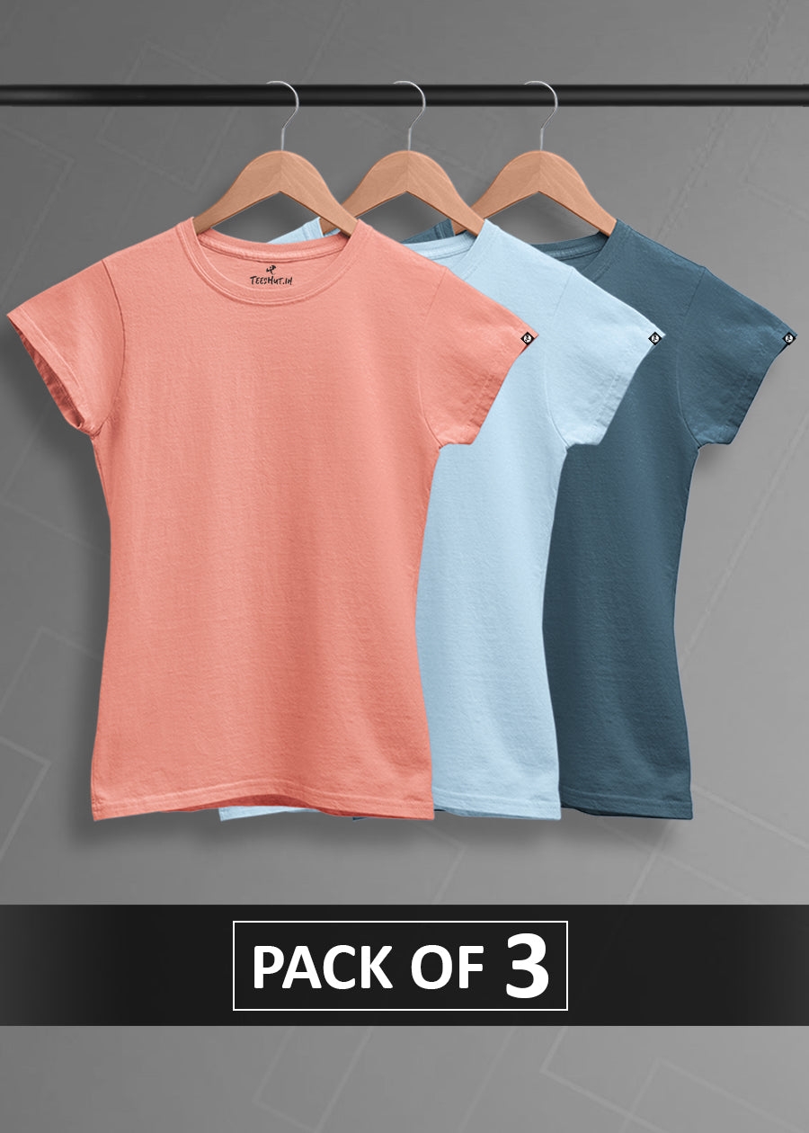 PRONK | Solid Half Sleeve T-Shirt Men's Combo - Pack of 3