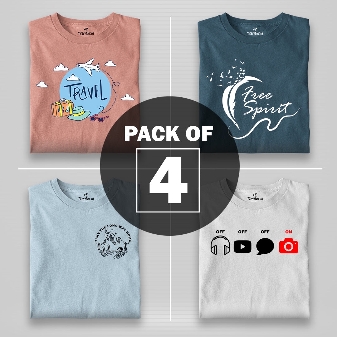 PRONK | Women Graphic Half Sleeve T-Shirt Combo - Pack of 4