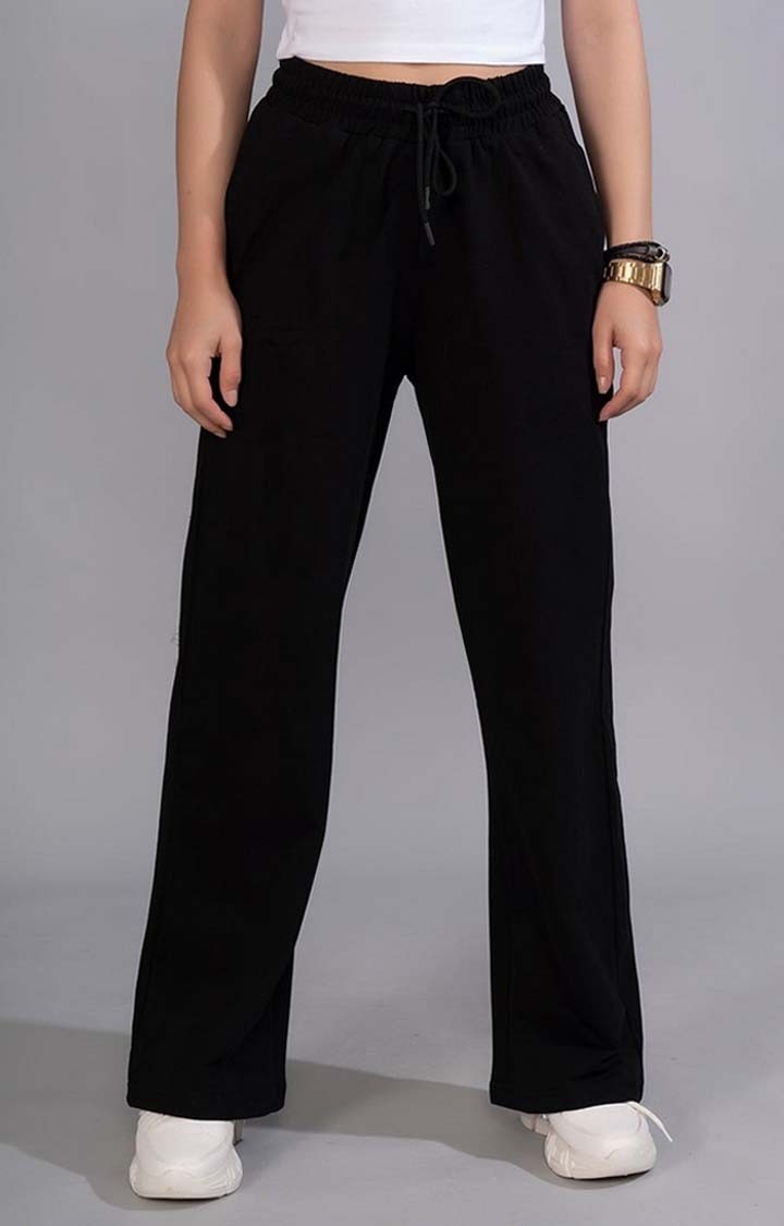 PRONK | Women's Black Premium Terry Wide Pants
