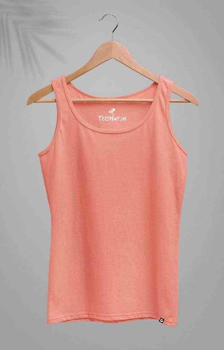 Women's Solid Salmon Pink Tank Top