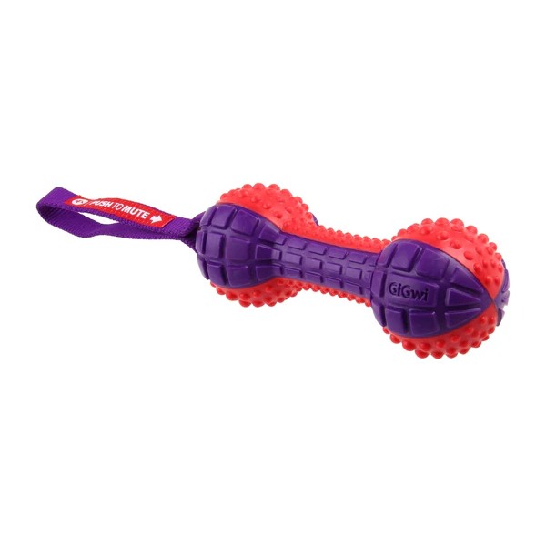 GiGwi Push To Mute Dumbbell Dog Toy Red / Purple