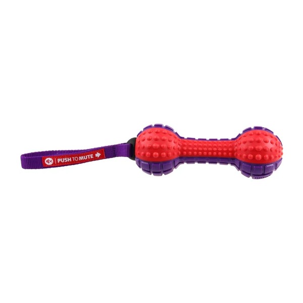 GiGwi Push To Mute Dumbbell Dog Toy Red / Purple