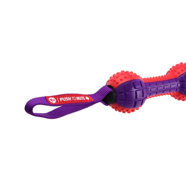 GiGwi Push To Mute Dumbbell Dog Toy Red / Purple