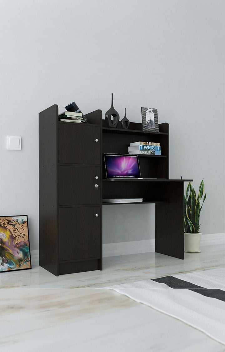 neudot Vision 3 Door Engineered Wood Study Table | Multi-Purpose Study Table | Computer Table for Students | Desk for Work from Home | 1 Year Warranty - Wenge Finish