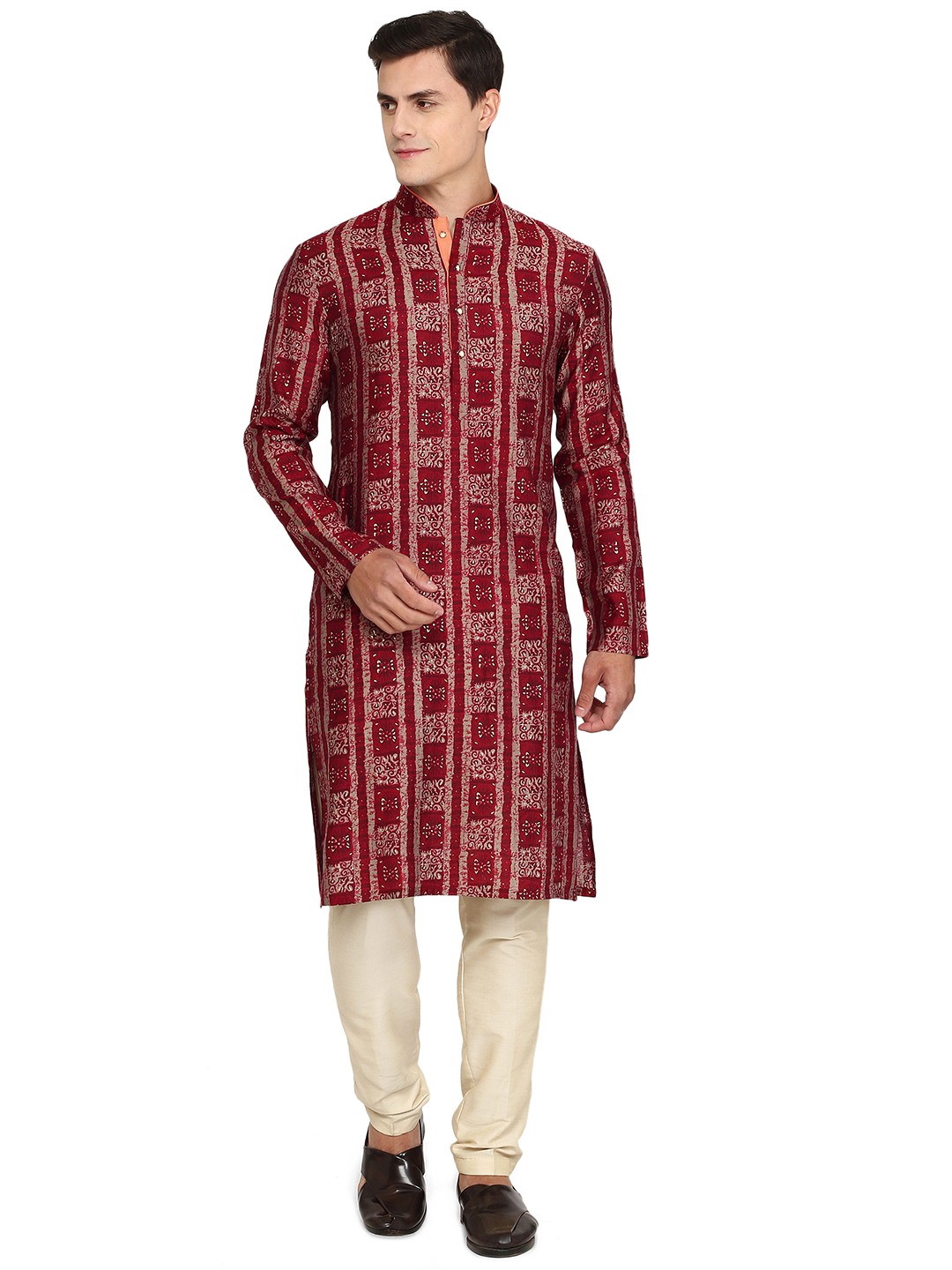 Burgundy Maroon Printed Kurta