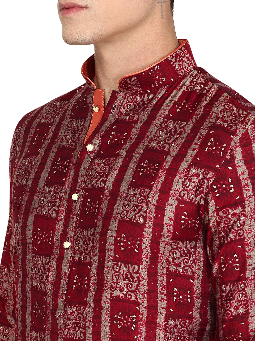 Burgundy Maroon Printed Kurta