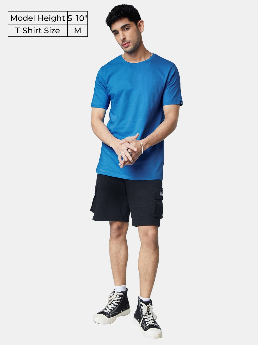 Men's Blue Solid Regular T-Shirt