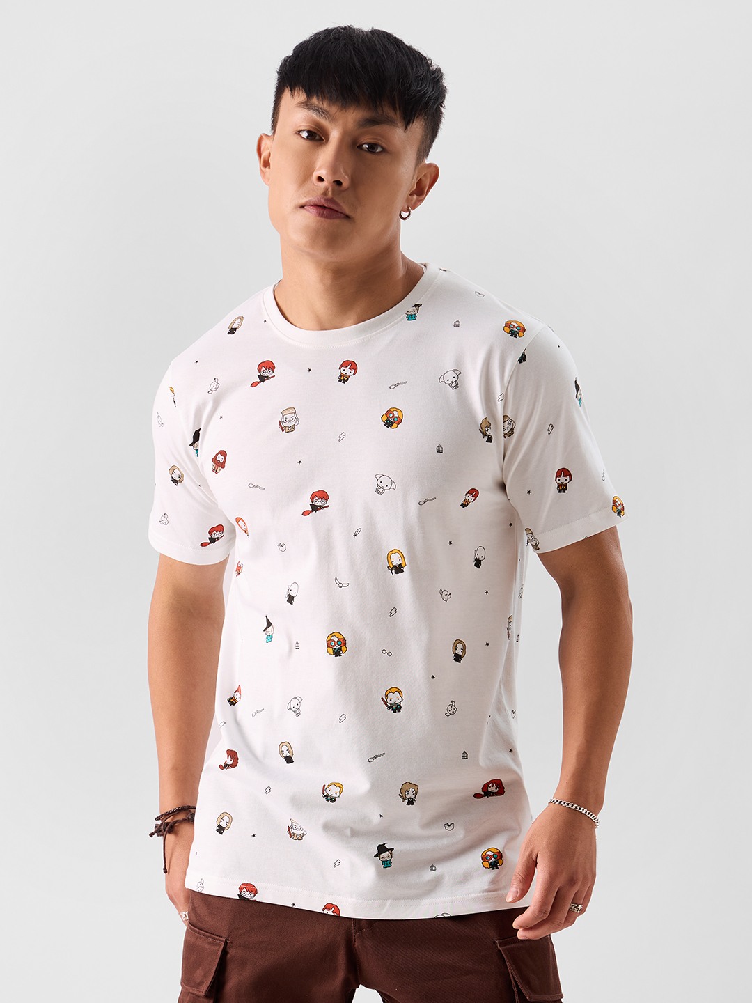 Men's Harry Potter: Character White Printed Regular T-Shirt