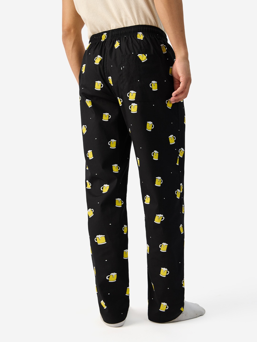 Men's Black Cotton Graphic Nightwear Joggers