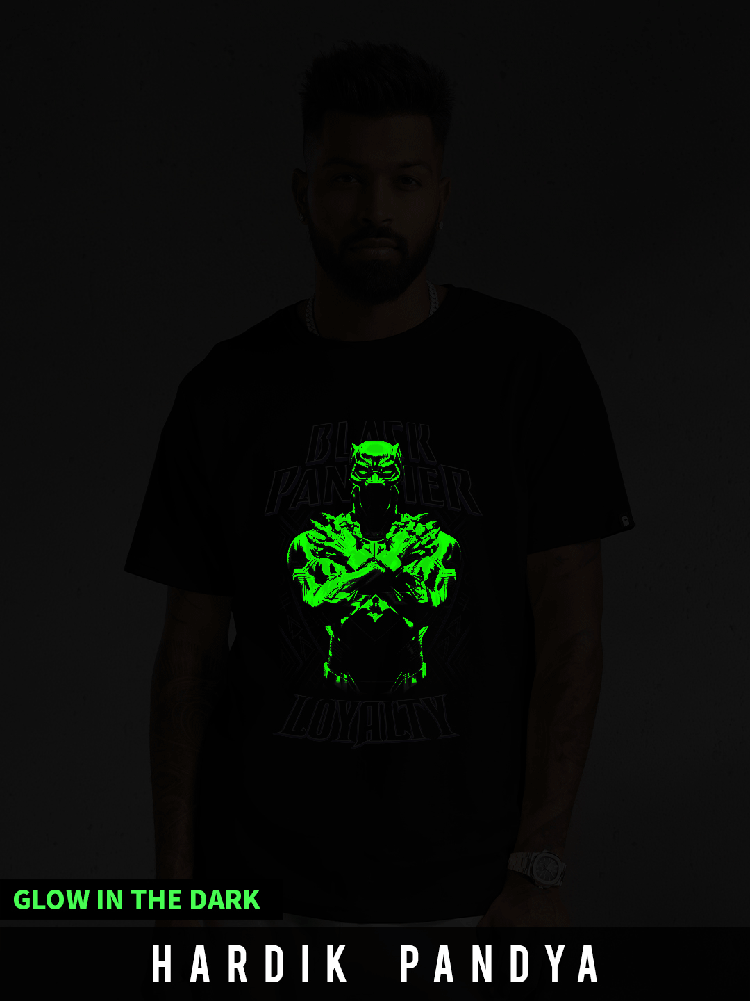 The Souled Store | Men's Black Panther: Loyalty (Glow In The Dark) T-Shirt