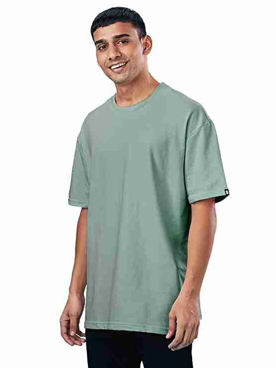 Men's Green Solid Oversized T-Shirt