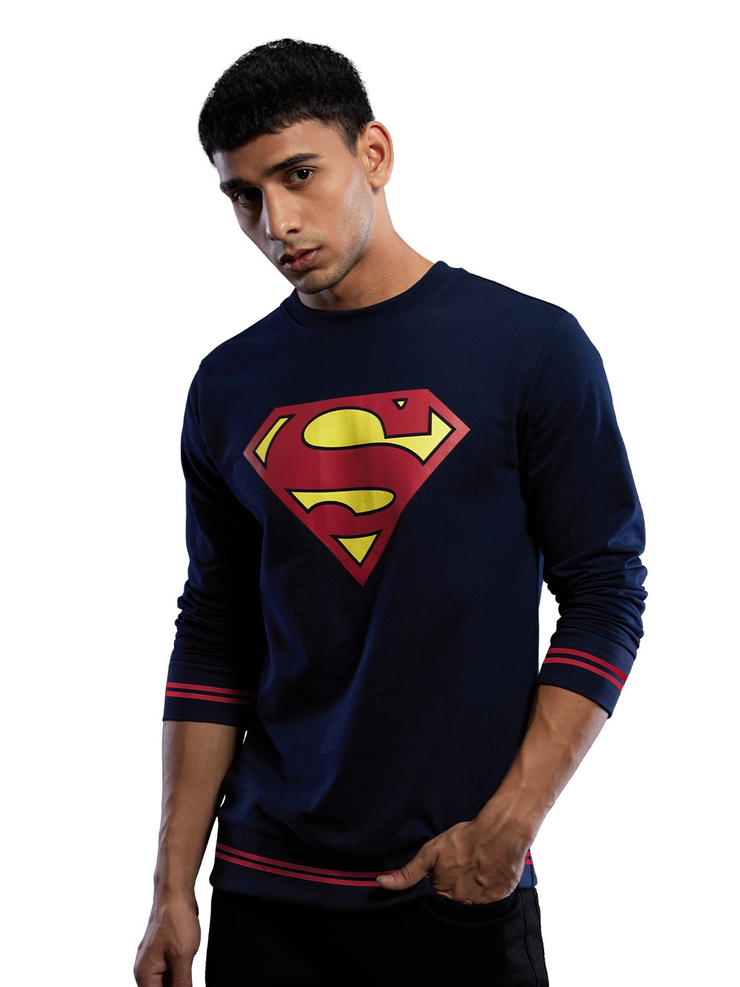 Men's Superman: Man of Steel Black Printed Sweatshirts