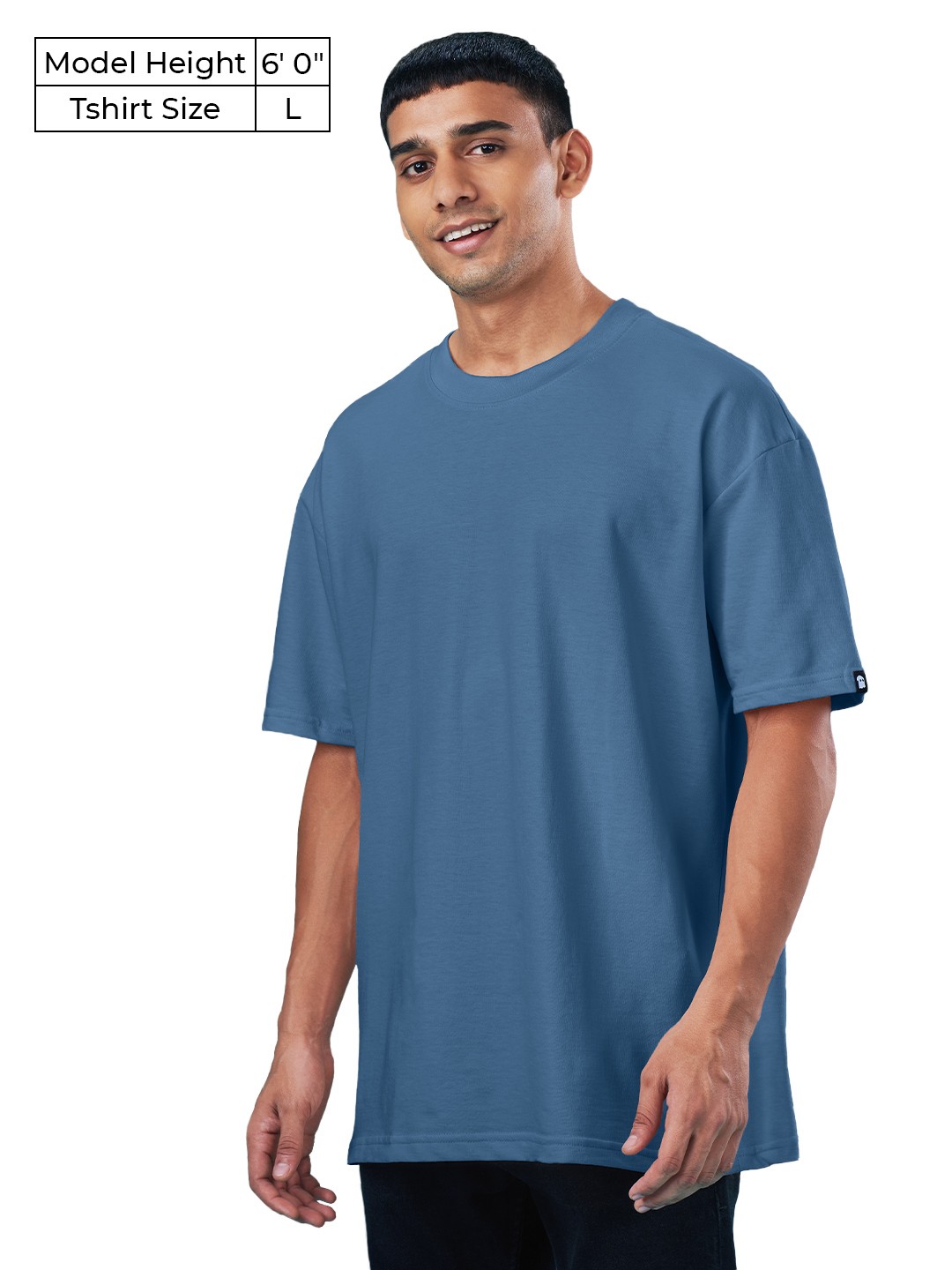 Men's Blue Solid Oversized T-Shirt