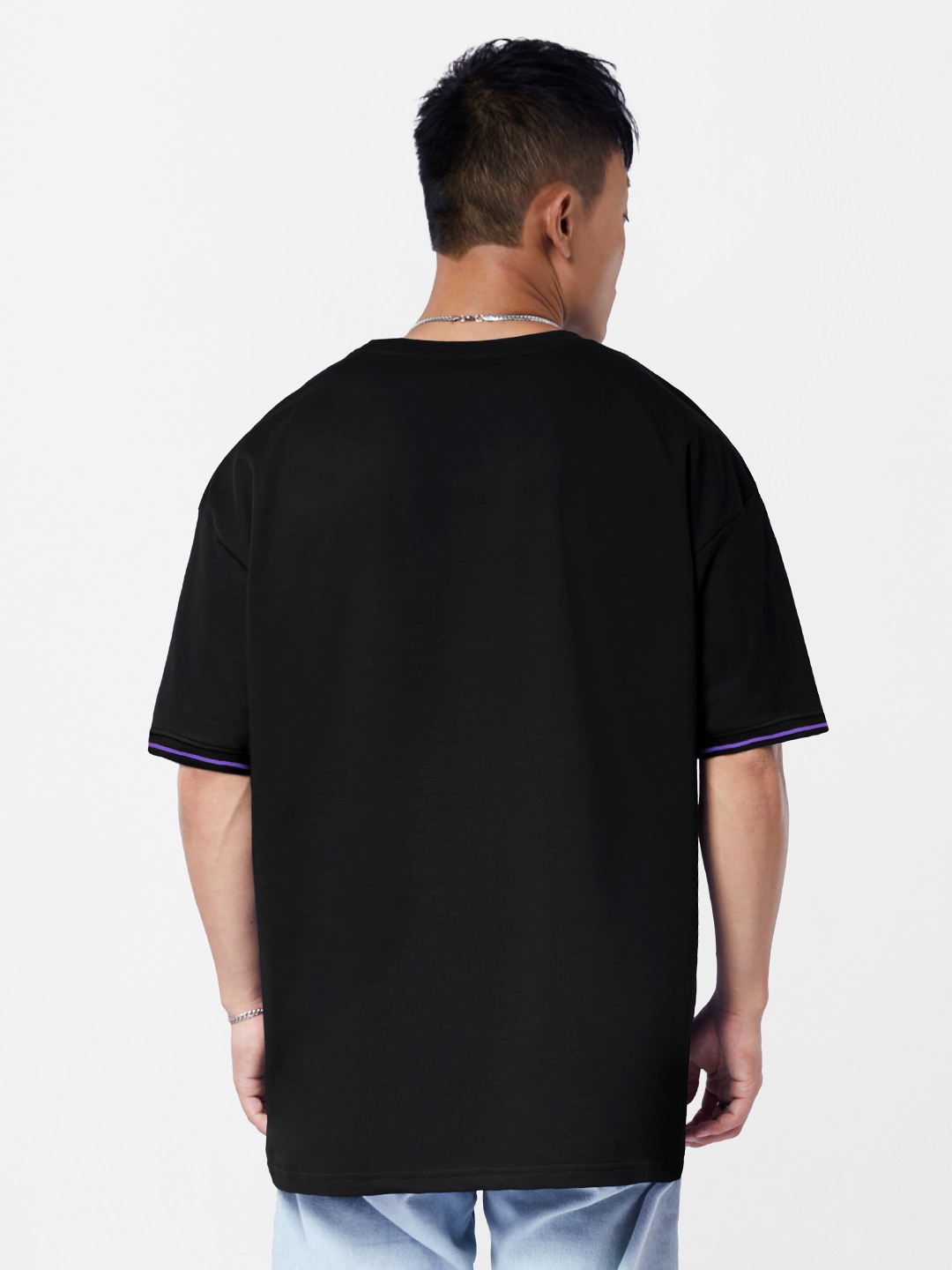 Men's Marvel: Black Panther Logo Black Printed Oversized T-Shirt