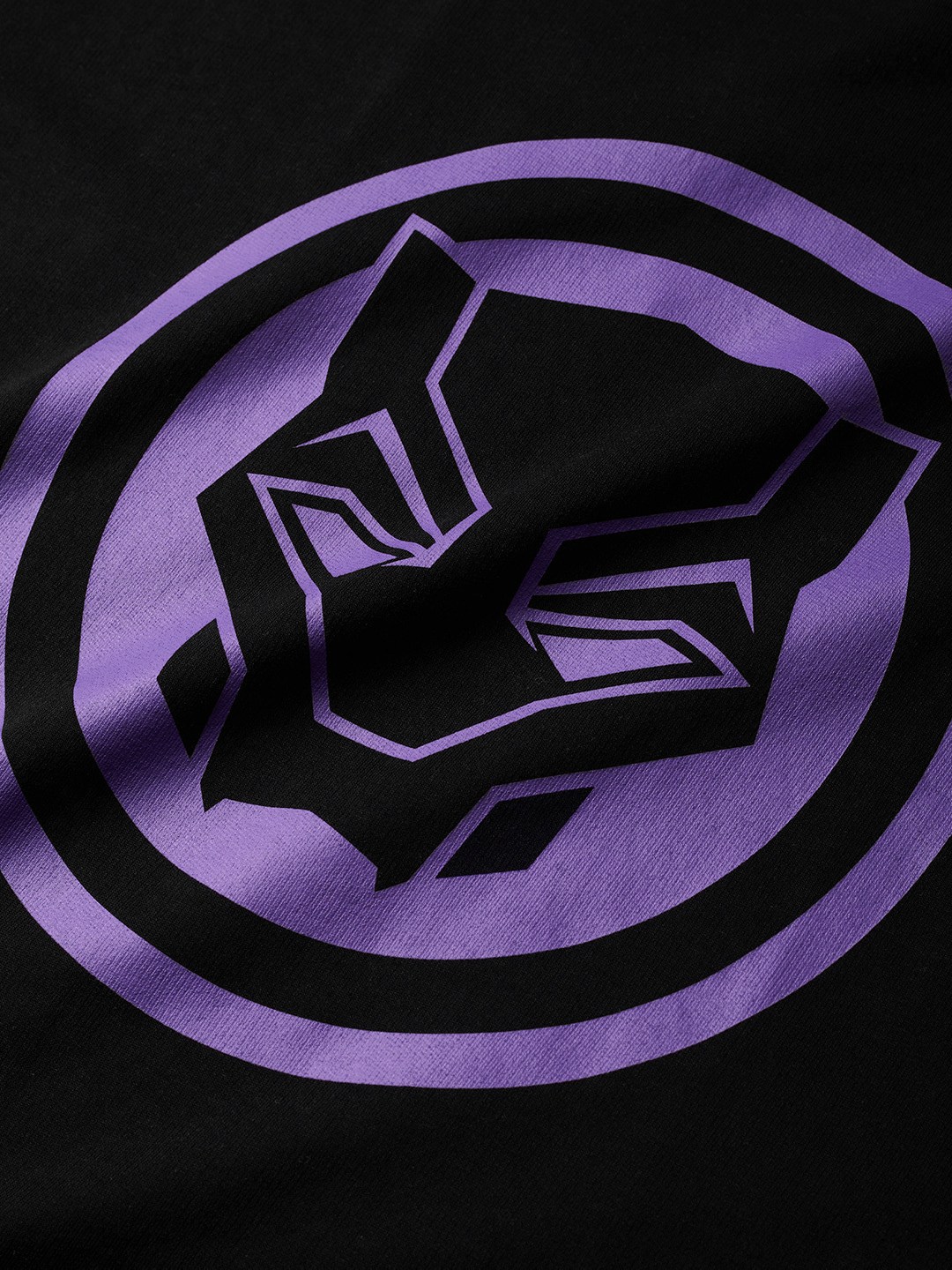 Men's Marvel: Black Panther Logo Black Printed Oversized T-Shirt
