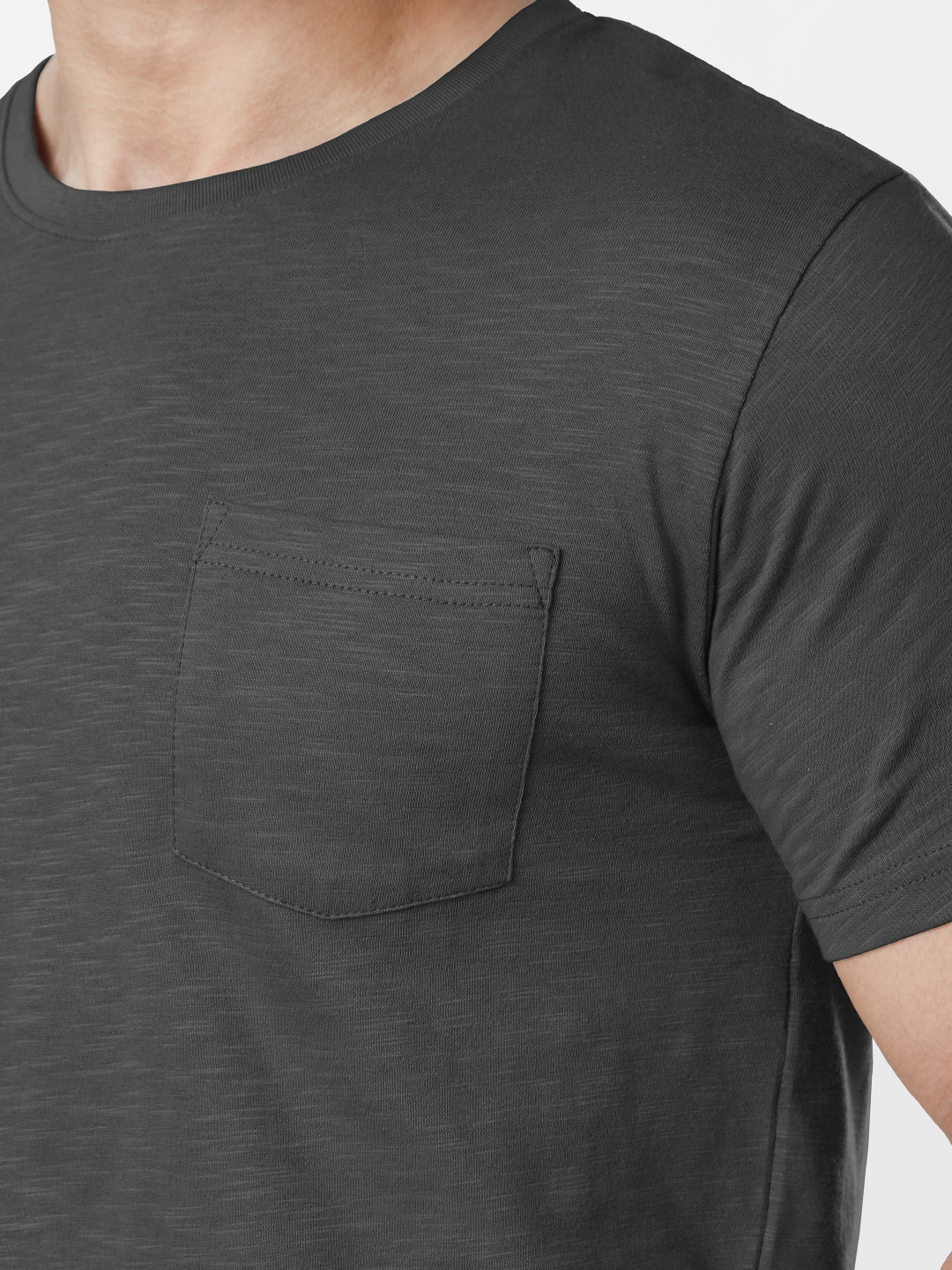 The Souled Store | Men's Solids Slub: Steel Grey T-Shirt