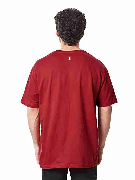 Men's TSS Originals Red Typographic Printed Oversized T-Shirt