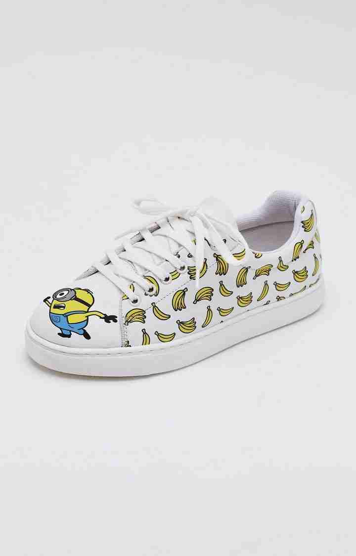 Women's Minions: Banana Madness White Casual Lace-ups