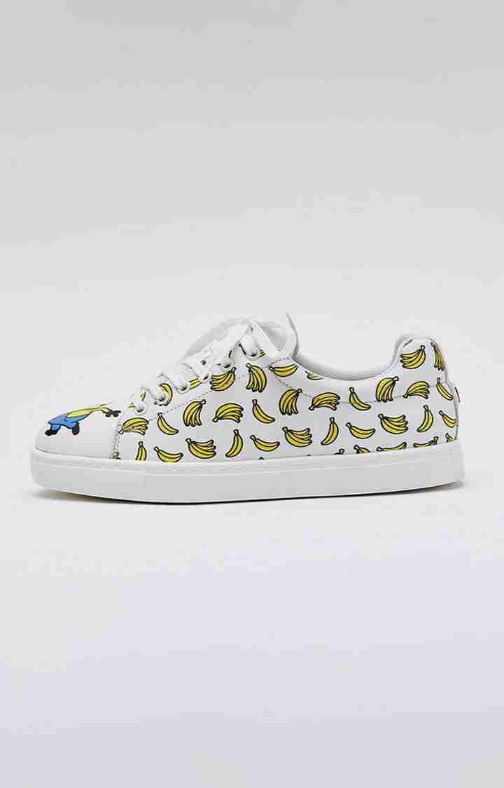 Women's Minions: Banana Madness White Casual Lace-ups
