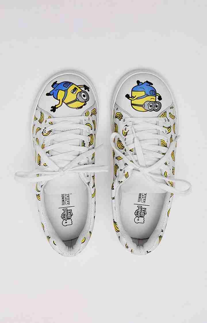 Women's Minions: Banana Madness White Casual Lace-ups