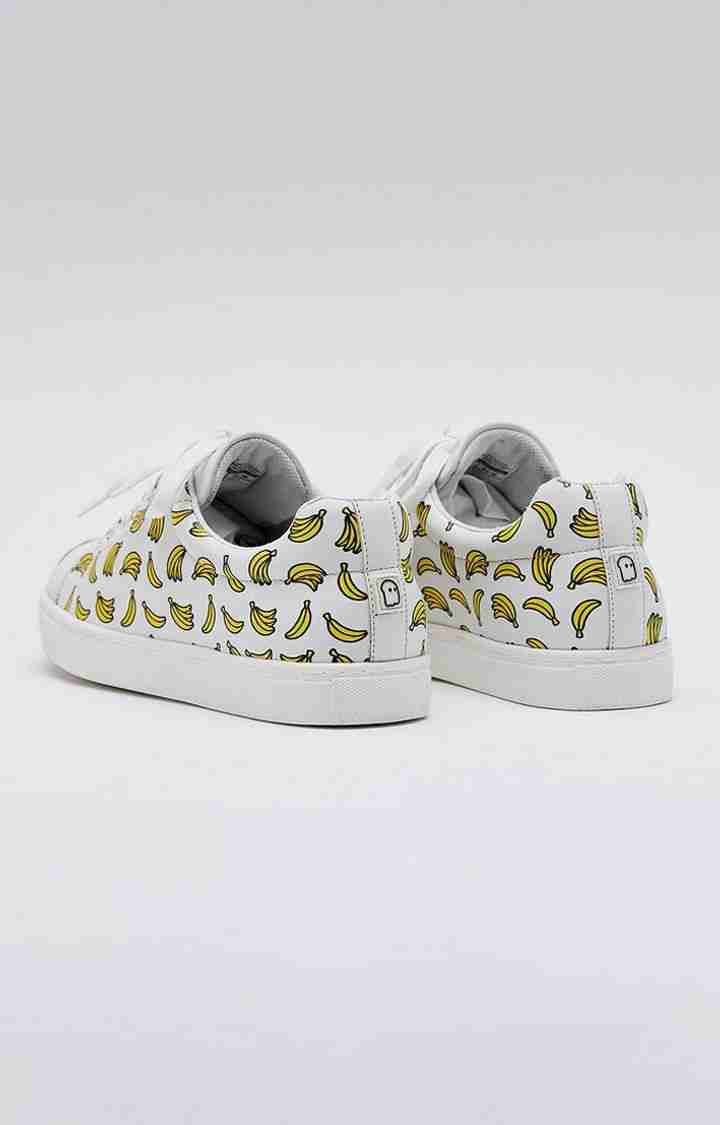 Women's Minions: Banana Madness White Casual Lace-ups