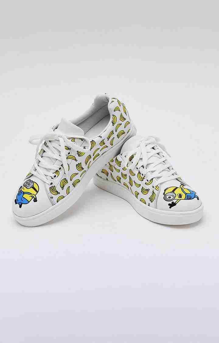 Women's Minions: Banana Madness White Casual Lace-ups