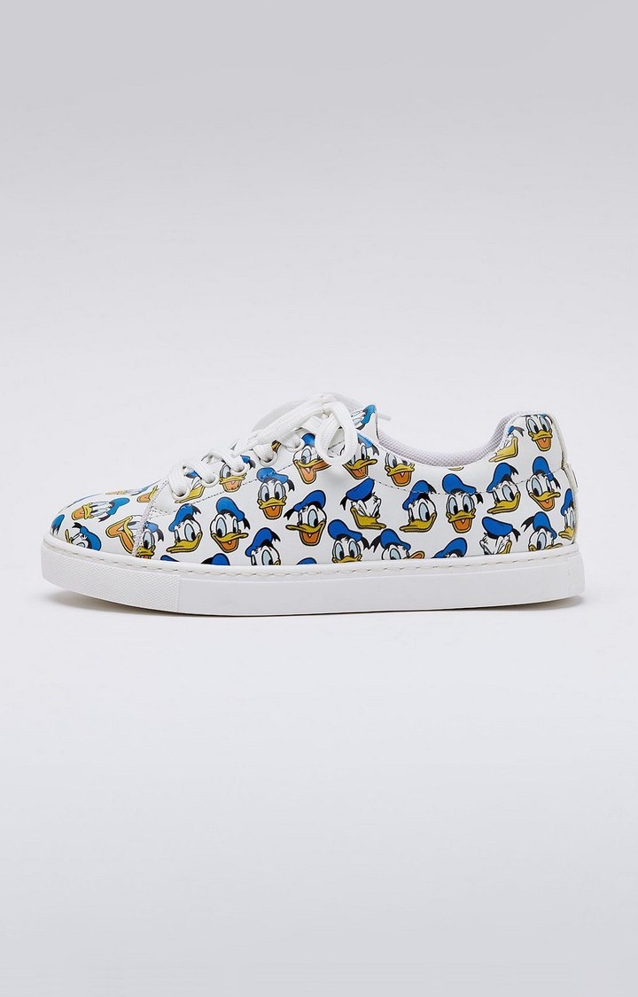 Women's Donald Duck: Happy Feet White Casual Lace-ups