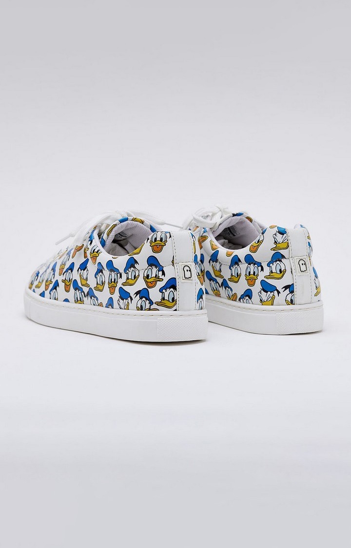 Women's Donald Duck: Happy Feet White Casual Lace-ups