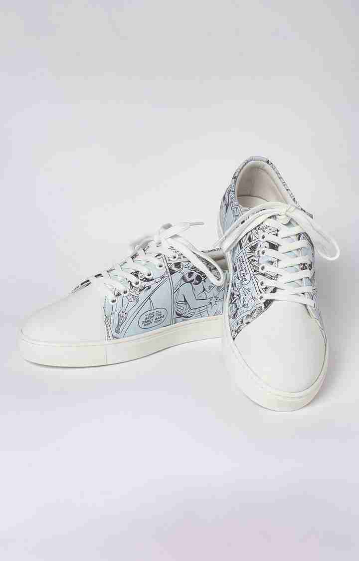 Women's Wonder Woman: Indestructible Power Sky Blue & White Casual Lace-ups
