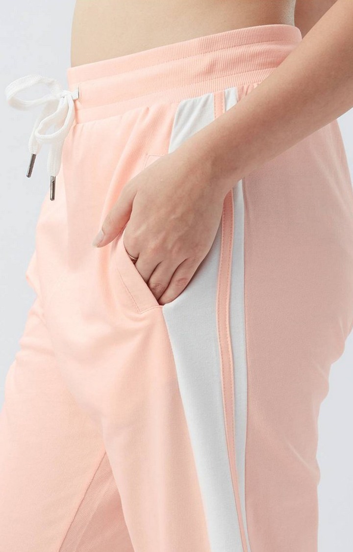 Women's Nude Pink Polycotton Solid Activewear Joggers