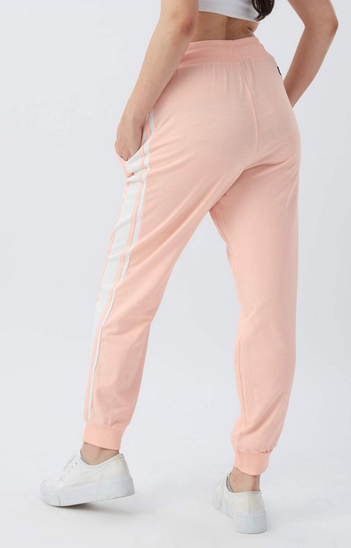 Women's Nude Pink Polycotton Solid Activewear Joggers