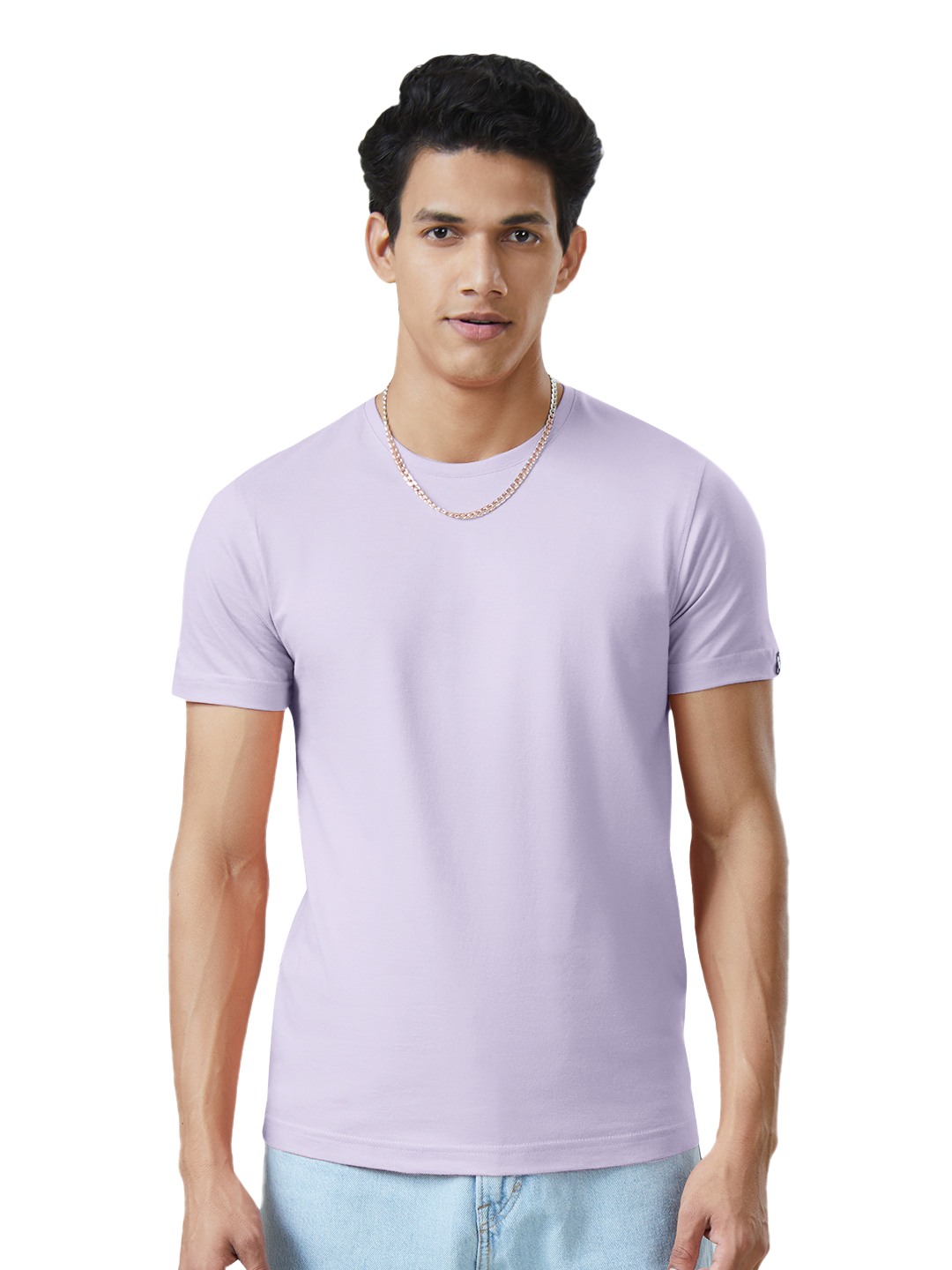 Men's Purple Solid Regular T-Shirt