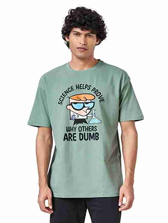 Men's Dexter: Power of Science Green Printed Oversized T-Shirt
