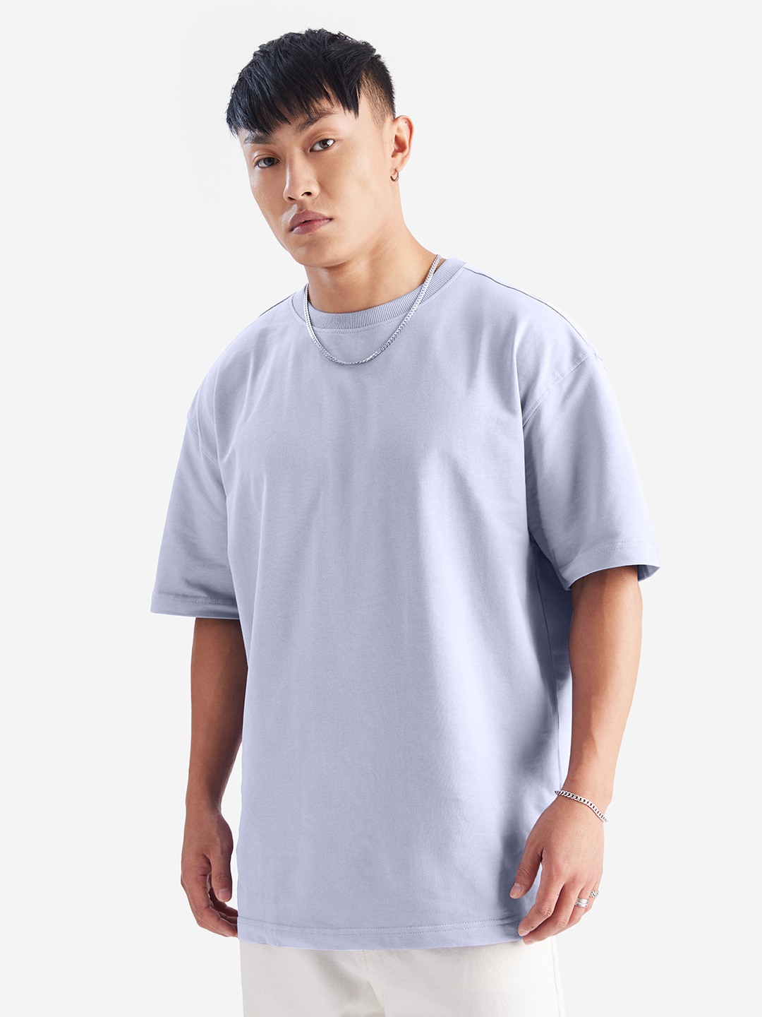 Men's Purple Solid Oversized T-Shirt