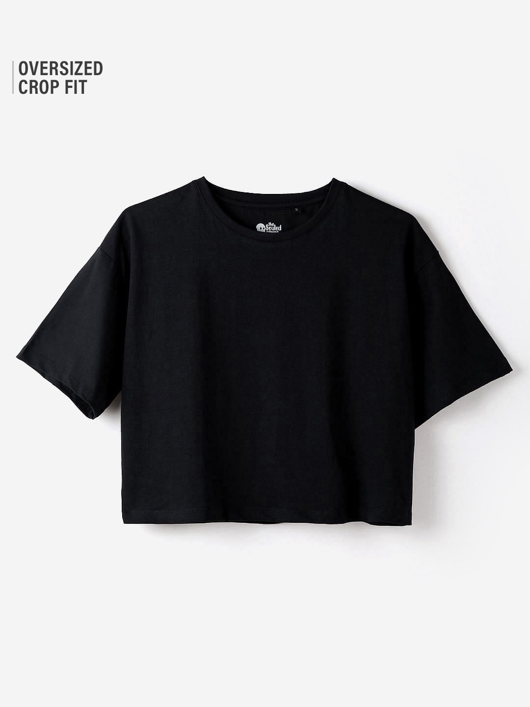 The Souled Store | Women's Solids: Black Women's Oversized Cropped T-Shirt