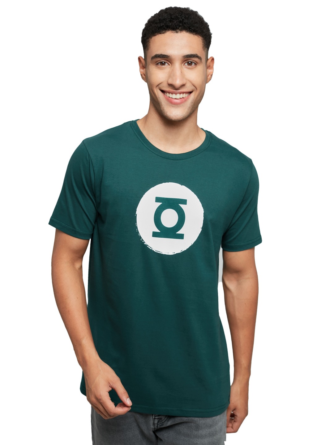 Men's Green Lantern: Logo Green Printed Regular T-Shirt