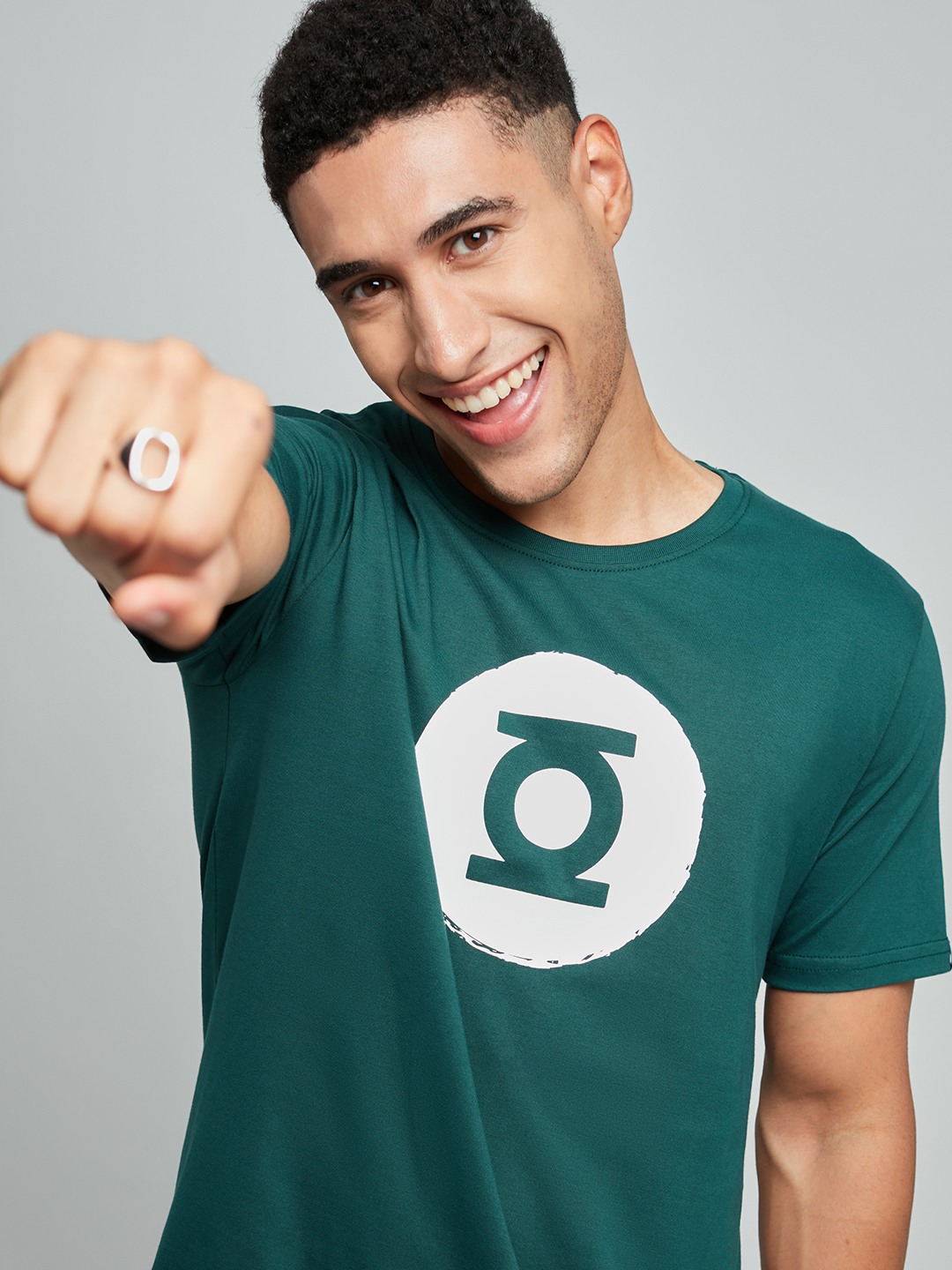Men's Green Lantern: Logo Green Printed Regular T-Shirt