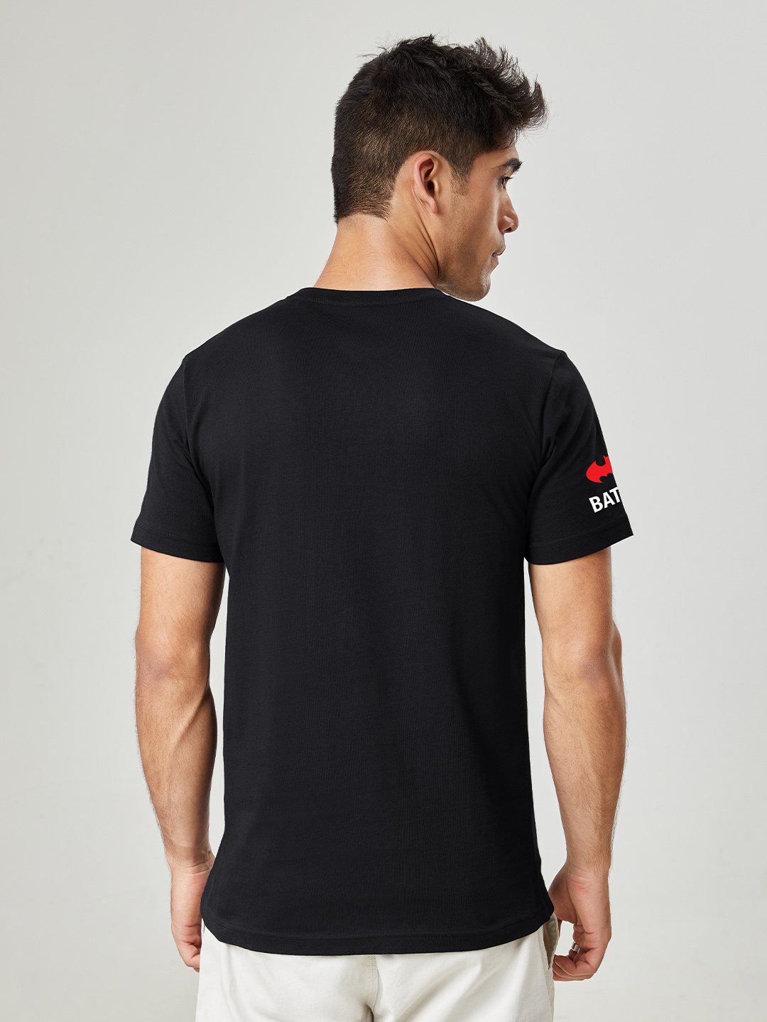 Men's Batman: Hero Run Black Printed Regular T-Shirt
