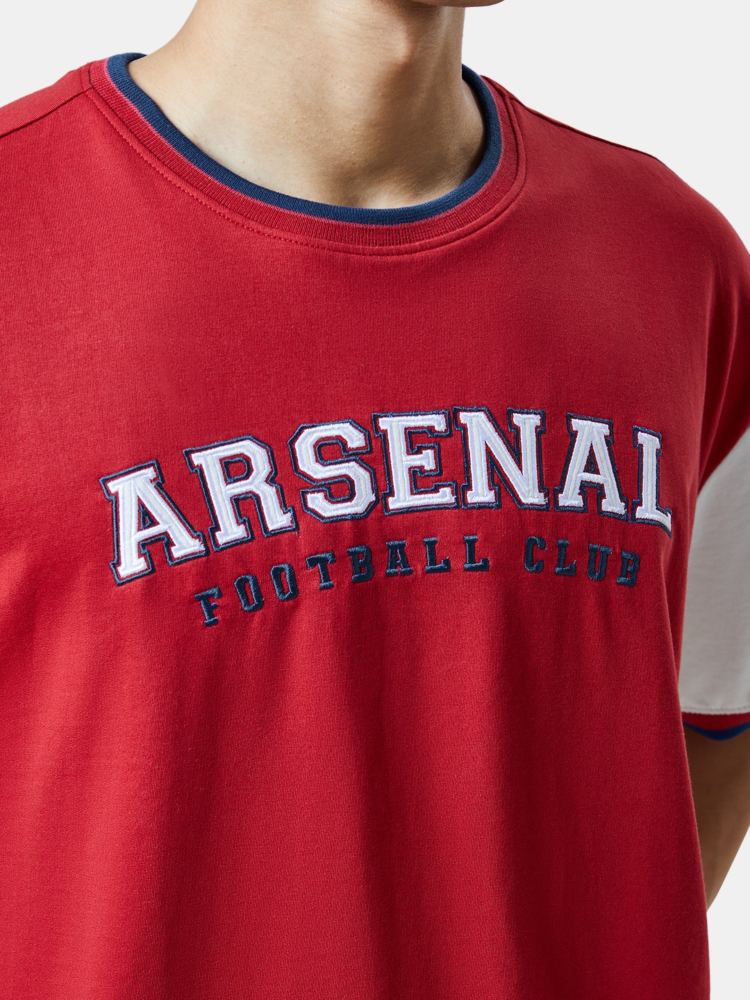 Men's Arsenal FC: Official Colours Red Typographic Printed Oversized T-Shirt